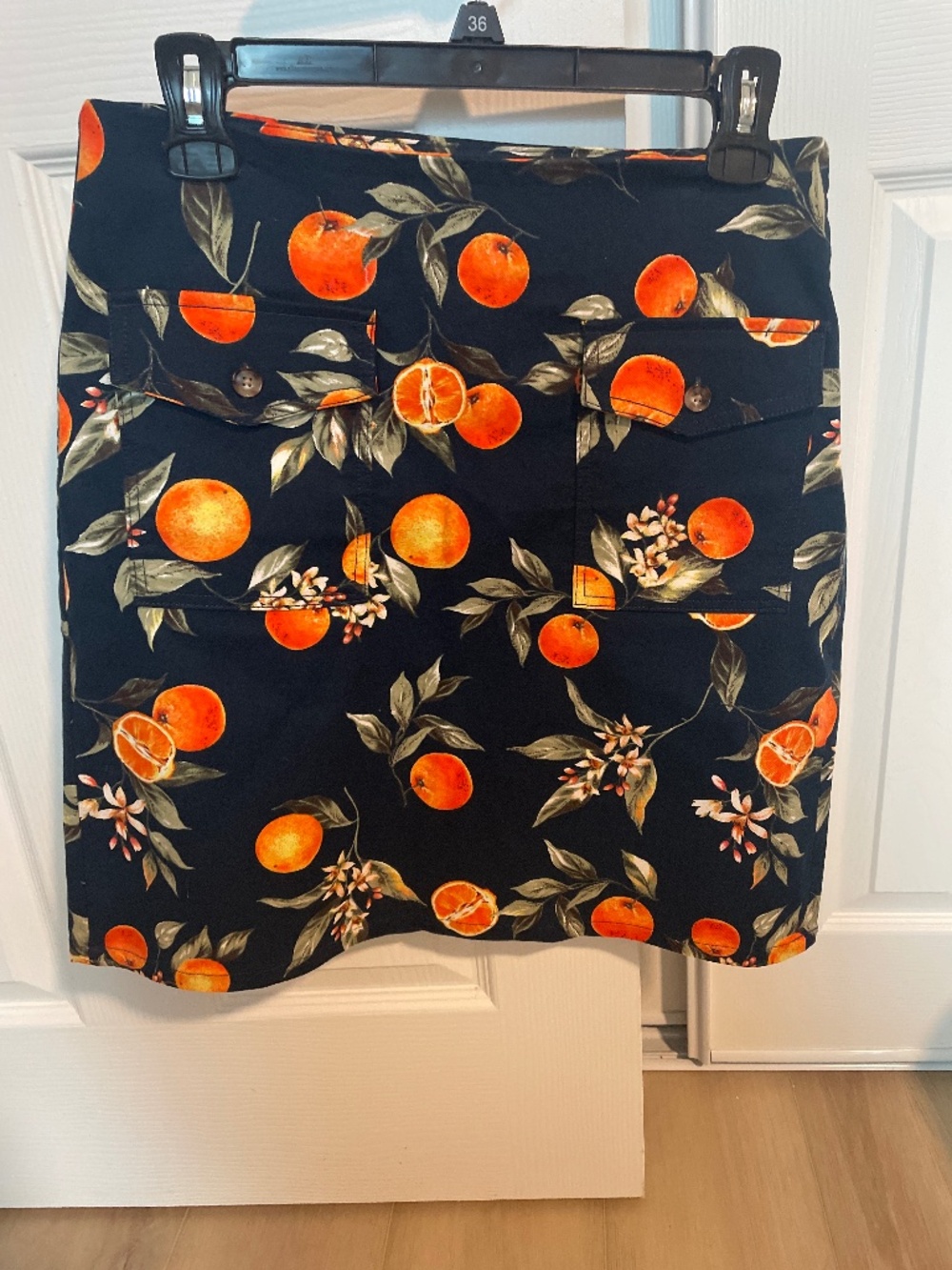 Loft Orange print pencil skirt